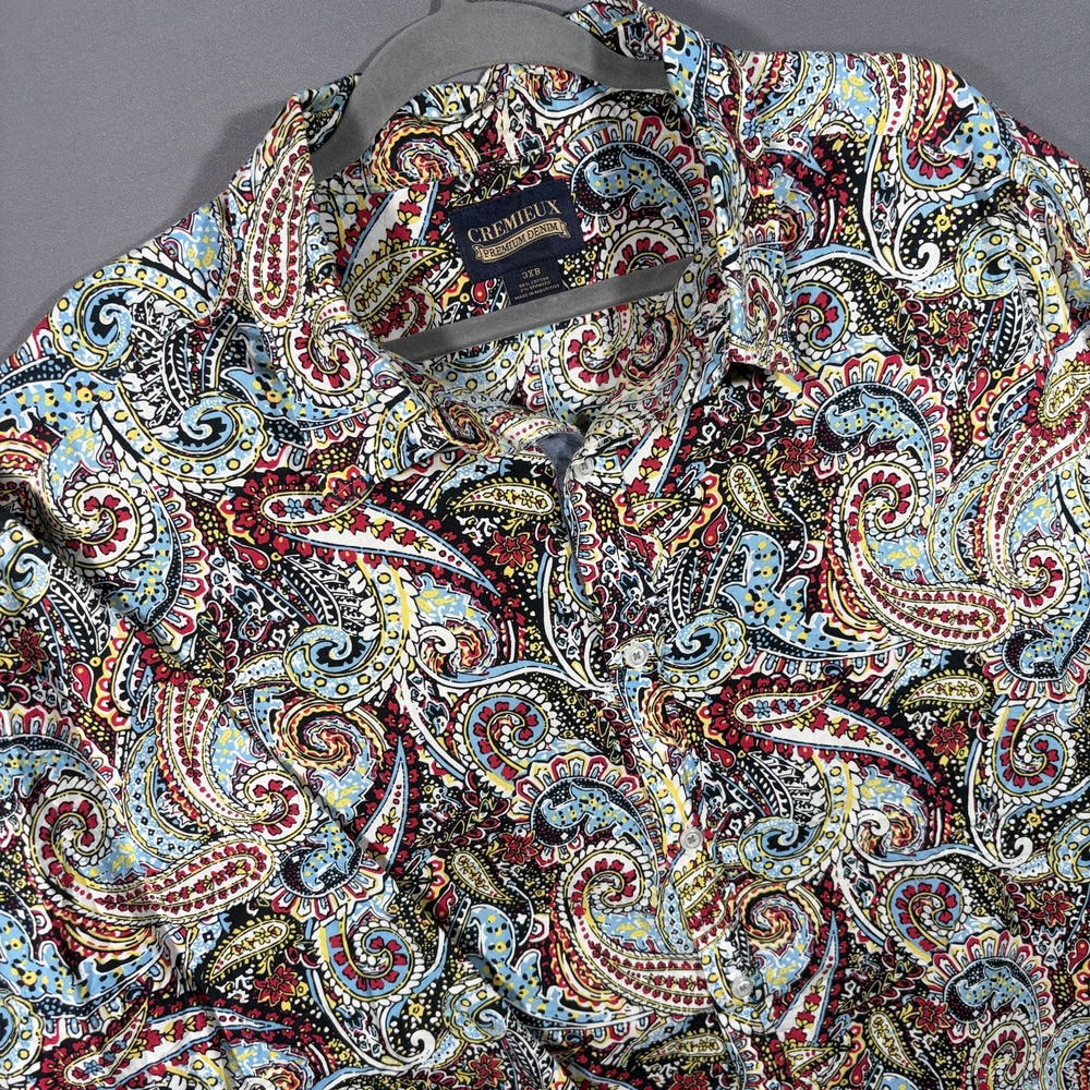 Cremieux Shirt 3XB Multicolor Paisley Long Sleeve Cotton Blend Button Up